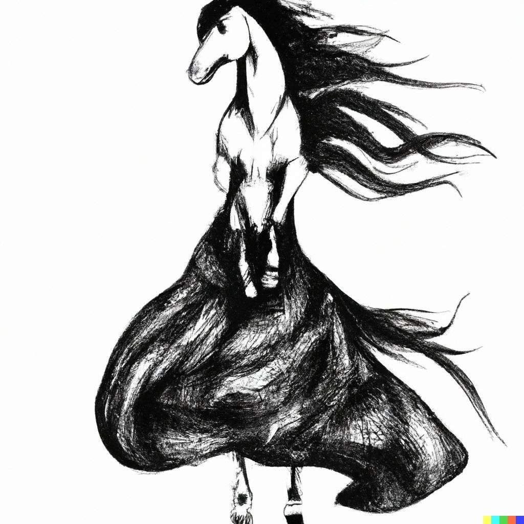 a horse, fashion design sketch